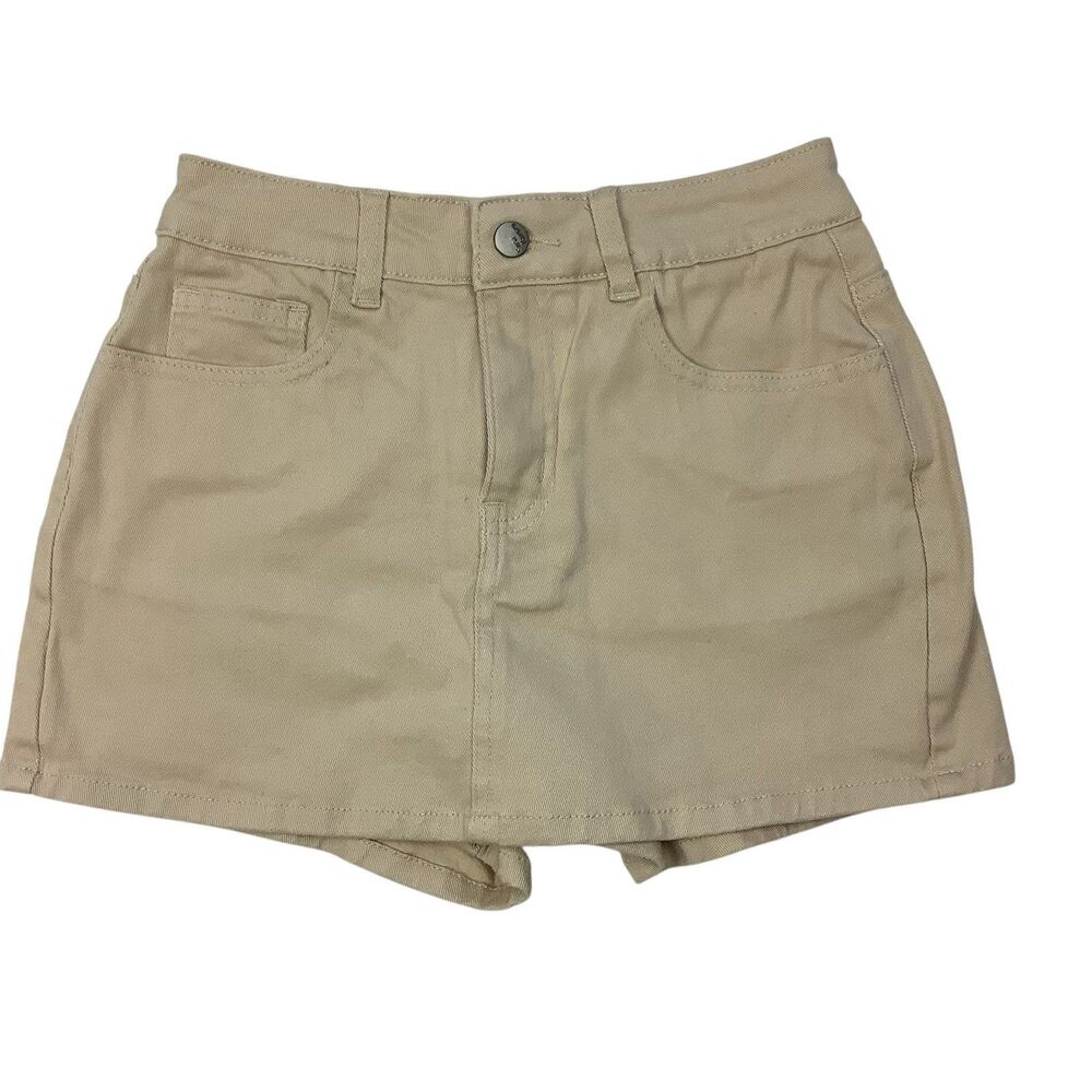 Elleven Khaki Tan Denim Micro Skort Mini Skirt Shorts XS Stretch Golf Tennis